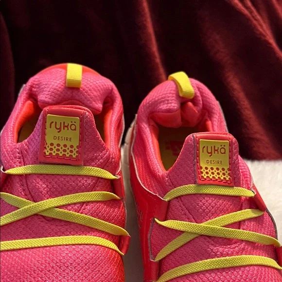 Ryka Women's Desire Pink and Yellow Athletic Shoes - Picture 2 of 11